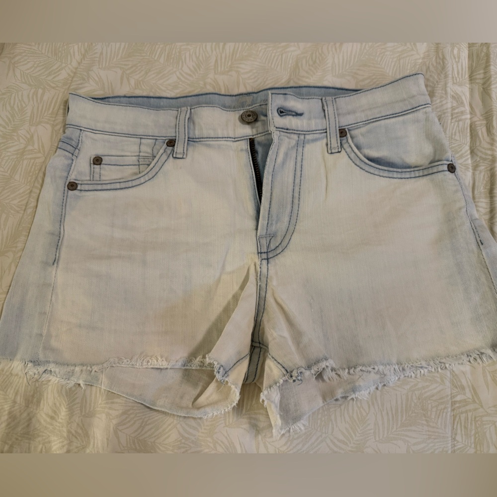 7 For All Mankind Light Washed Denim Cutoff Shorts
